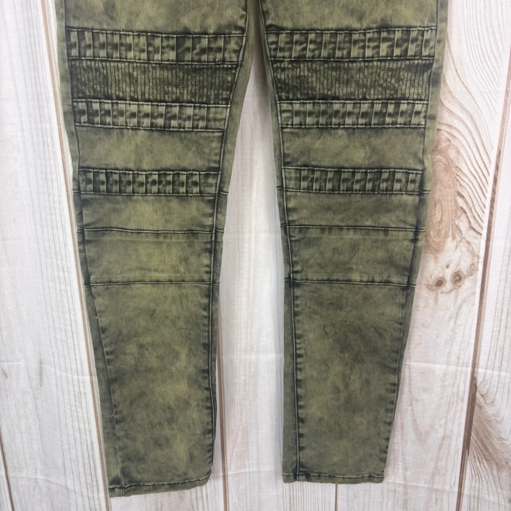 CJ Black Premium Mens Skinny Jeans Distressed Moto Biker Pants Green Sz 28x30